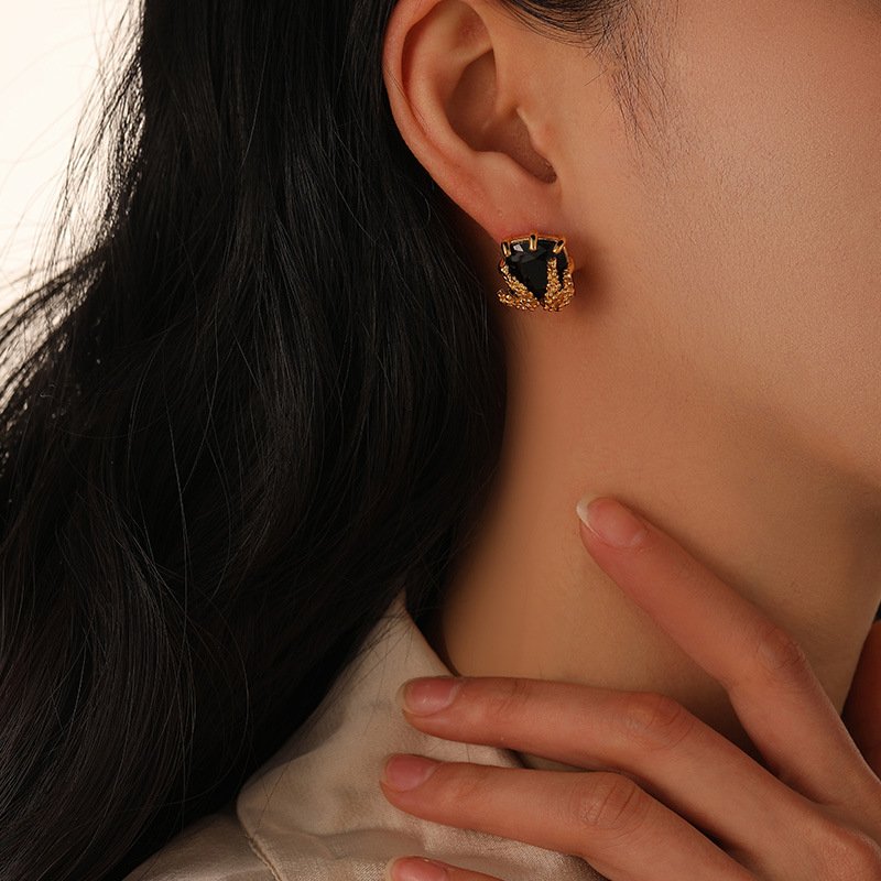 High quality vintage asymmetrical earrings 925 silver needle earrings cheap factory direct