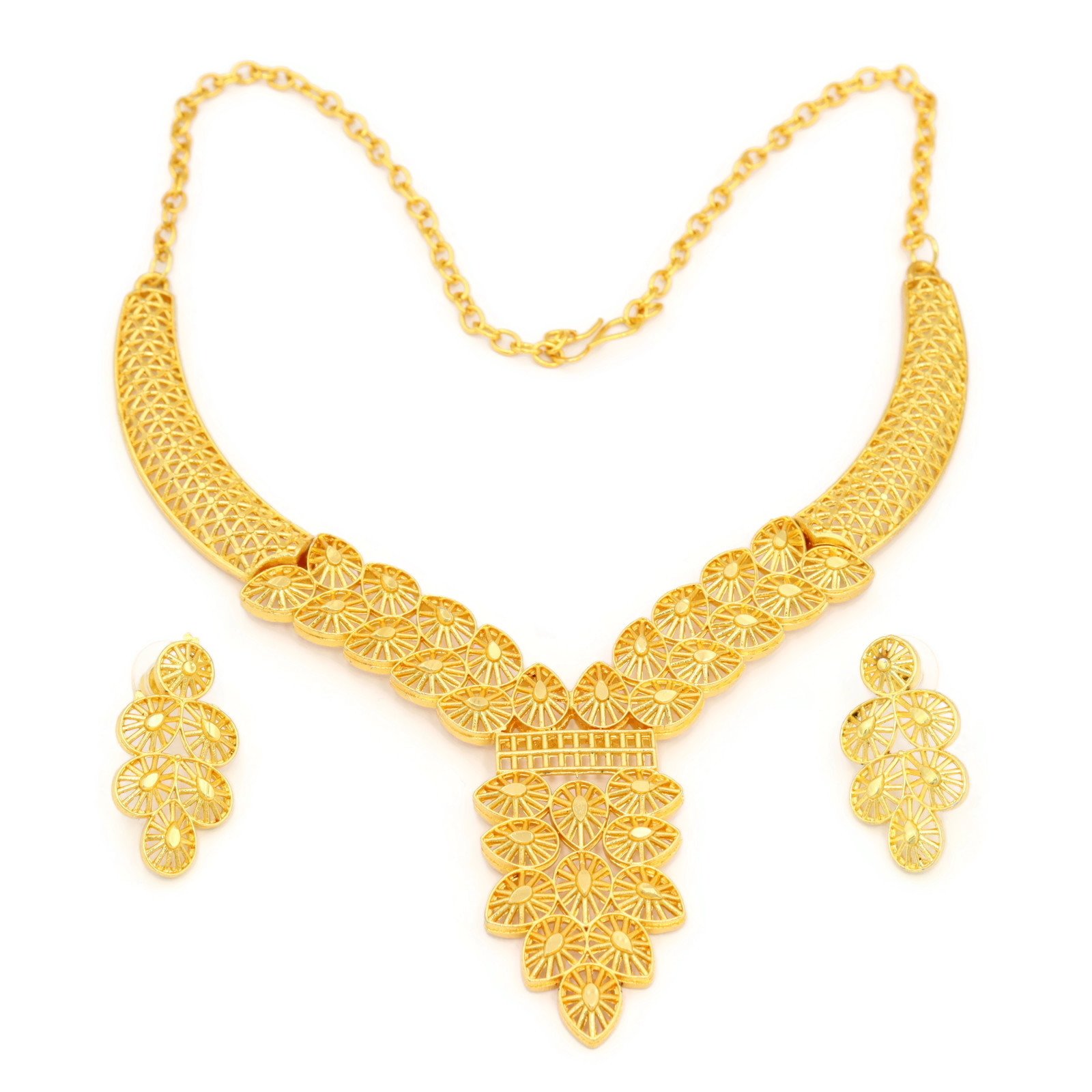 New Imitation 18 k Gold Plated Women's Fashion Leaf Design Necklace Earring Set