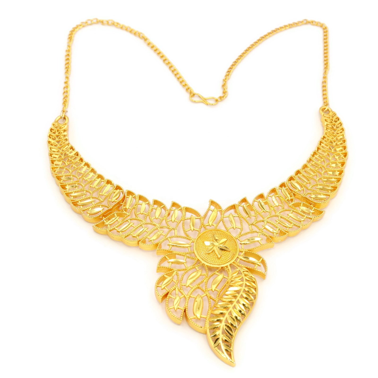 New Imitation 18 k Gold Plated Women's Fashion Leaf Design Necklace Earring Set