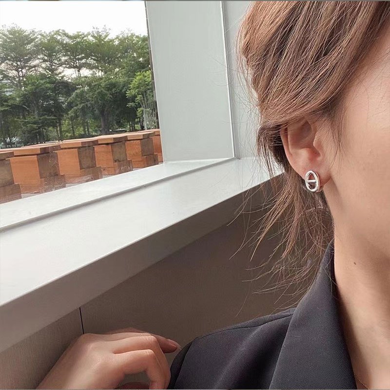 Wholesale 925 Silver Geometric Pig Snout Hoop Earring For Women Fashion Jewelry New Design Hot Sale Earrings