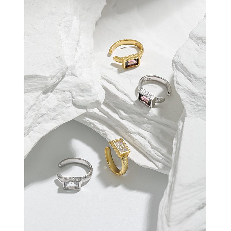 WMEF708 S925 Sterling Silver Single Square Zircon Ear cuff Ear Piercing Cuff Earring 1 Pcs Gold Ear Cuff
