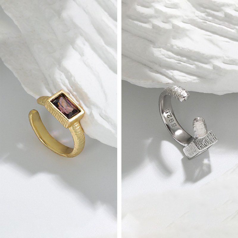 WMEF708 S925 Sterling Silver Single Square Zircon Ear cuff Ear Piercing Cuff Earring 1 Pcs Gold Ear Cuff