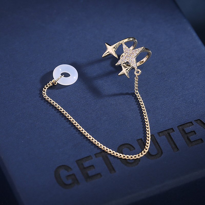 Trendy New Design Bluetooth Earphone Anti-loss Chain Tassel Star Ear Clip Ear Cuff