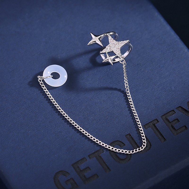 Trendy New Design Bluetooth Earphone Anti-loss Chain Tassel Star Ear Clip Ear Cuff