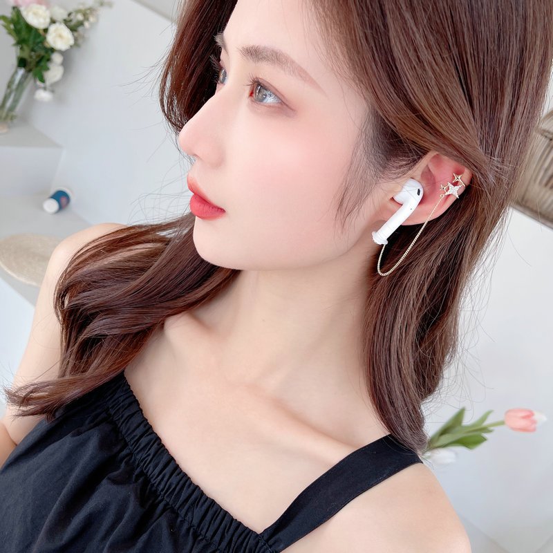 Trendy New Design Bluetooth Earphone Anti-loss Chain Tassel Star Ear Clip Ear Cuff