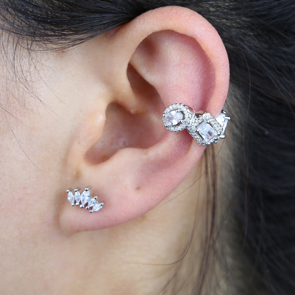 1 piece ear cuff gold plated birthstone big diamond bling cuff earring