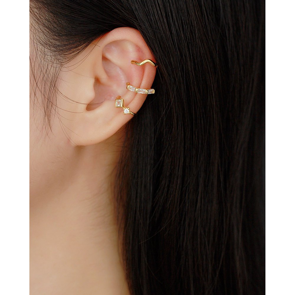 Custom Fine Jewelry 925 Sterling Silver Ear Cuff Women Punk Sparkling Micro Pave Cubic Zirconia CZ Cuffs Clip On Cartilage