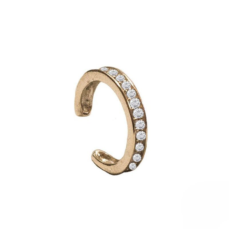 1 Piece S925 Sterling Silver Fashion Simple Temperament Personality C Shape Diamond Cuff Earrings For Women