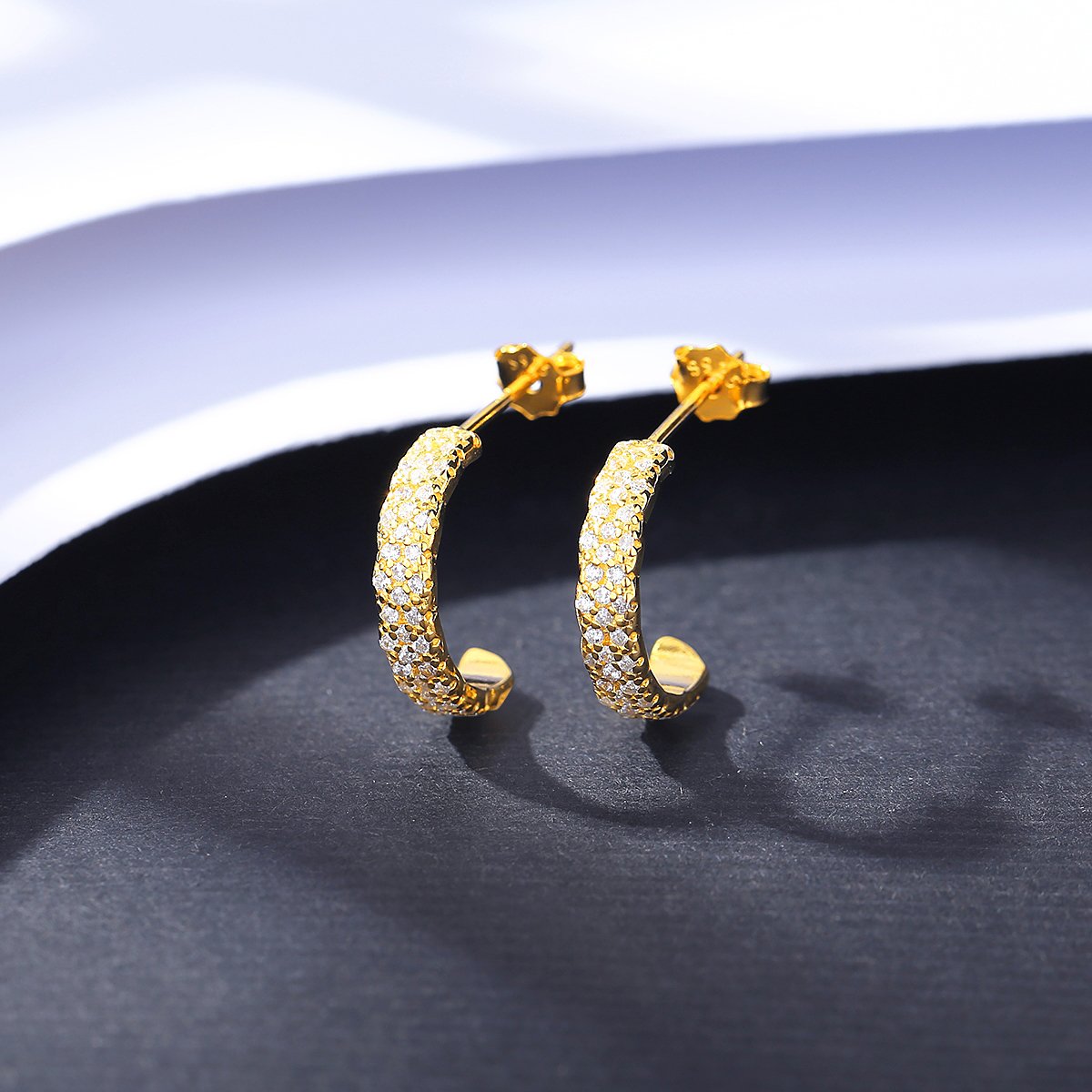CZCITY New Jewelry Trending Earring Woman Fine Statement Hoop 14K Gold Ear Cuff Earrings 925 Silver