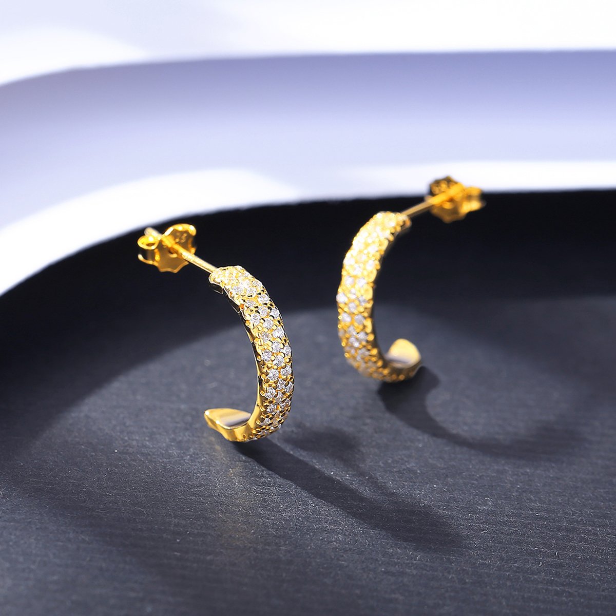 CZCITY New Jewelry Trending Earring Woman Fine Statement Hoop 14K Gold Ear Cuff Earrings 925 Silver