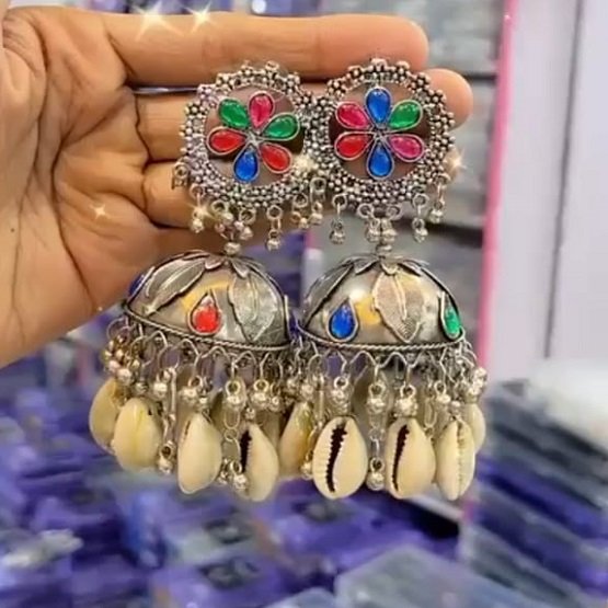new arrival oxidised navratri collection long earring black polish earring in lowest price oxidised earring indian style jumkha