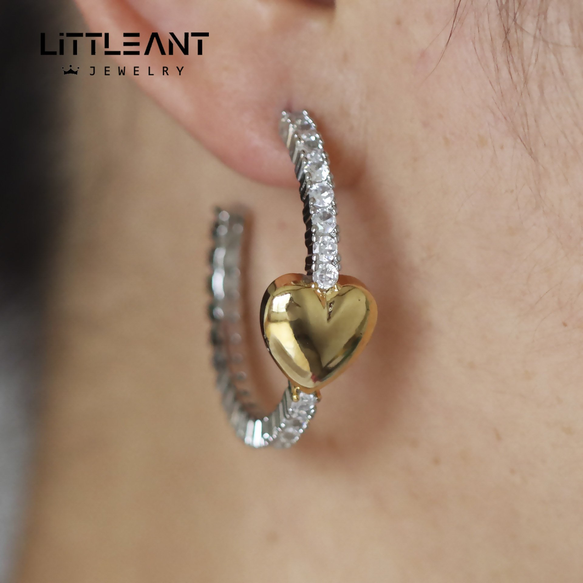 High Quality Gold Silver Color Fine Cuff Earrings Elegant Cross Heart Bow Zircon Stainless Steel Earrings for Women