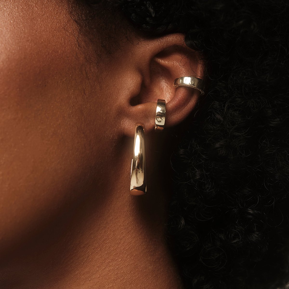 Custom Silver 925 Jewellery Sterling Bold Gold Statement Edie Ear Cuffs Earrings For Women Jewelry