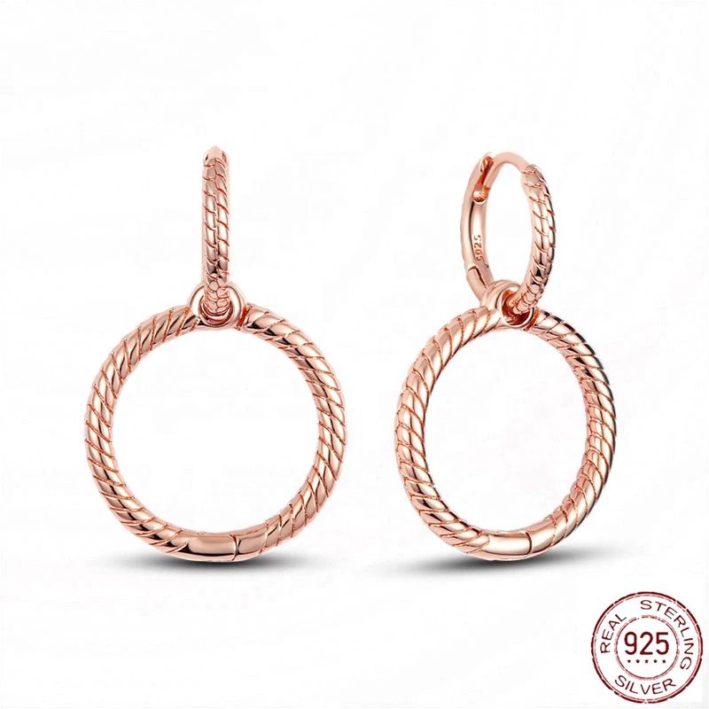 New Classic 925 iPandora Pure Silver Exquisite and dazzling Heart shaped Double Round Earrings Charming Jewelry Birthday Gift
