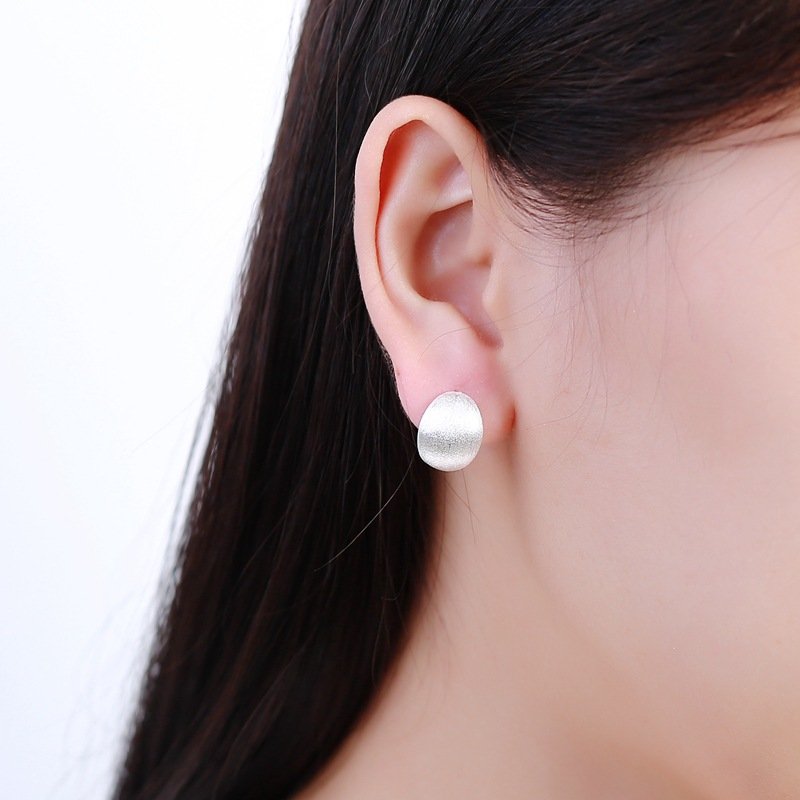 925 Pure Silver Ear Cuffs For Women Drawing Process Water Drop Shaped Earrings Ear Clip Simple Elegant Jewelry