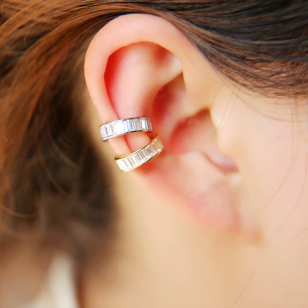 fashion young girl ear design with gold silver filled tiny 925 sterling silver ear cuff with cz paved tiny earring