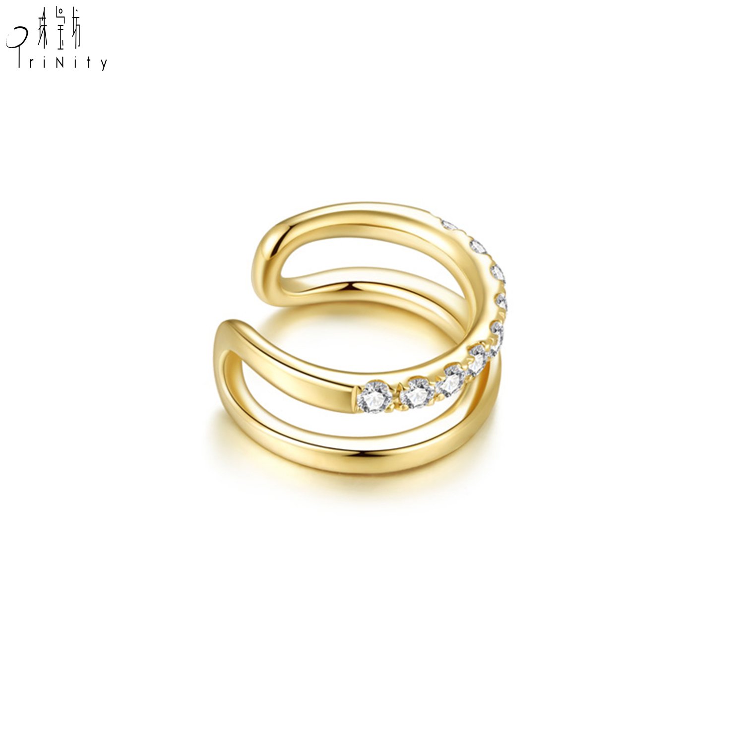 New Arrival Simple Elegant Ear Jewelry 18K Solid Gold Real Natural Diamond Earring Cuff For Women