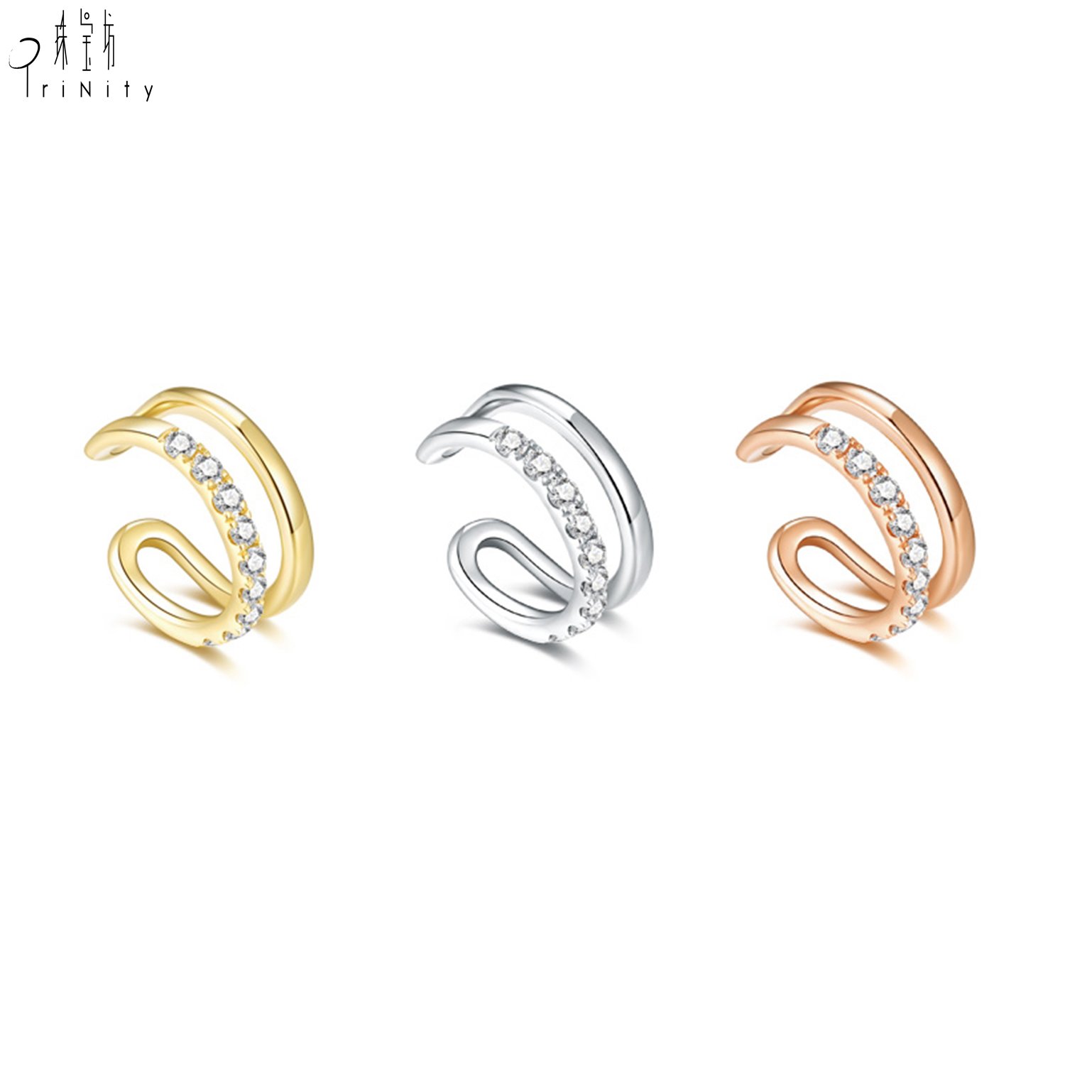 New Arrival Simple Elegant Ear Jewelry 18K Solid Gold Real Natural Diamond Earring Cuff For Women