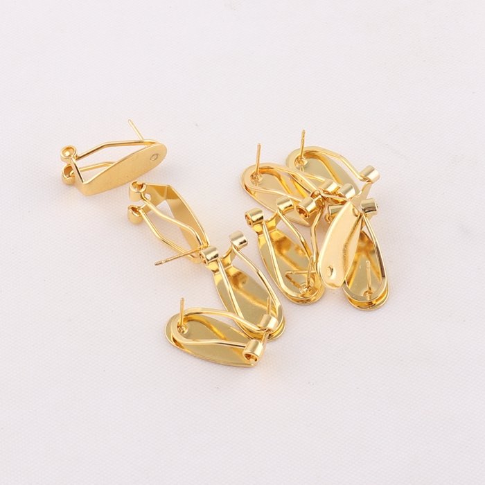 Fashion Gold Color Metal earring Clip Post With Pin Back For Jewelry Findings