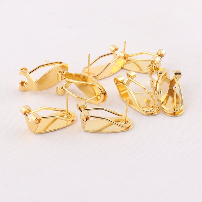 Fashion Gold Color Metal earring Clip Post With Pin Back For Jewelry Findings