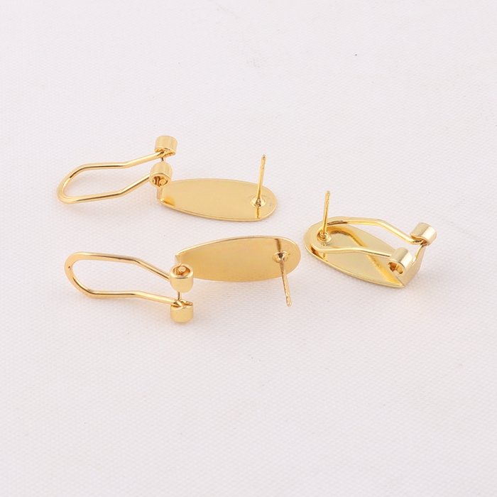 Fashion Gold Color Metal earring Clip Post With Pin Back For Jewelry Findings