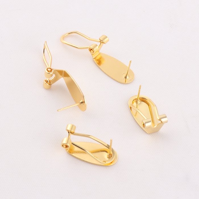 Fashion Gold Color Metal earring Clip Post With Pin Back For Jewelry Findings