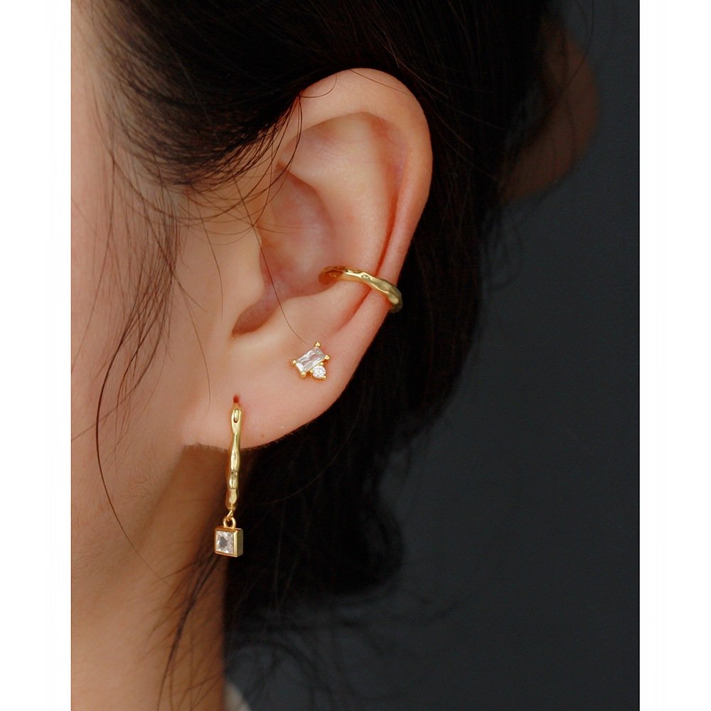 925 Sterling Silver Cuff Earrings 18K Gold Plated Minimalist Ear Ring for Ear Bone
