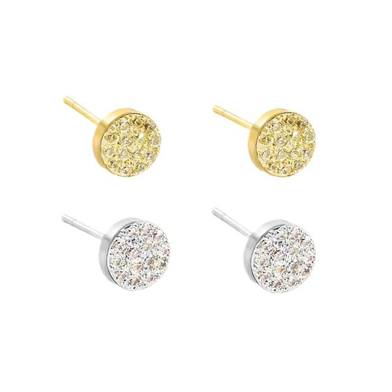 Steel Trendy Earring 18K Gold Round Women Crystal Jewelry fine cuff earrings fashion men's ear studs bolt stud earrings for Men