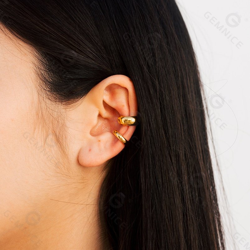 Gemnel 925 sterling silver women personalized clip minimalist glossy dome ear cuff high quality earrings