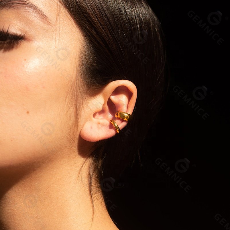 Gemnel 925 sterling silver women personalized clip minimalist glossy dome ear cuff high quality earrings