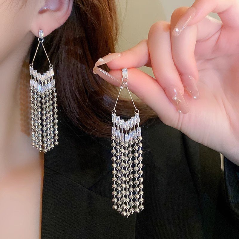 European and American high jewelry pearl letters retro fashion personality earrings 925 sterling silver cc earrings