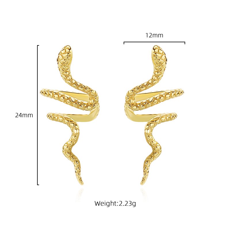 Fancy Jewelry gold plated 925 sterling silver boho statement snake earrings ear cuff
