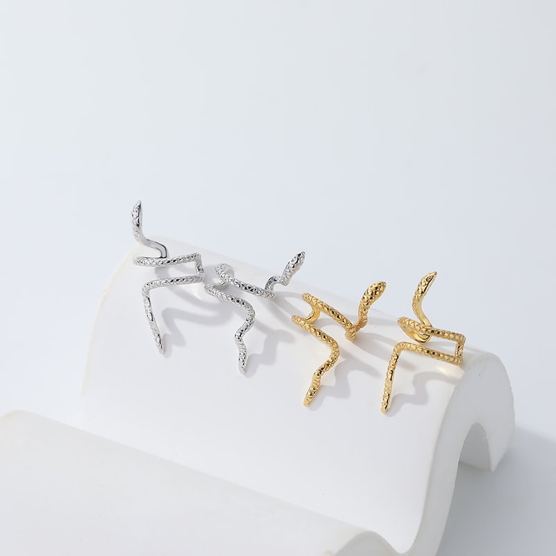 Fancy Jewelry gold plated 925 sterling silver boho statement snake earrings ear cuff