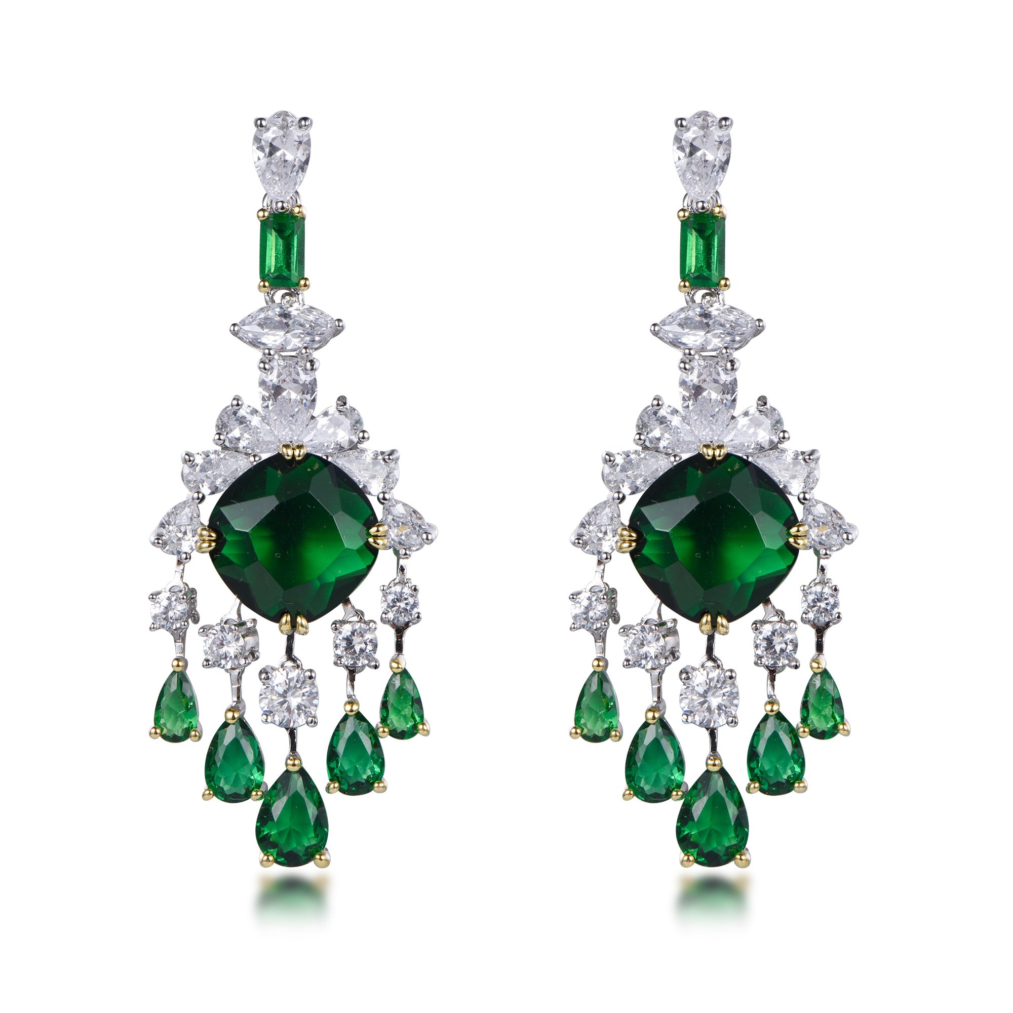 Fashion Jewelry Contrast Colored Glass Earrings Retro Classic Oval Red and Green Crystal Vintage Baroque Earrings