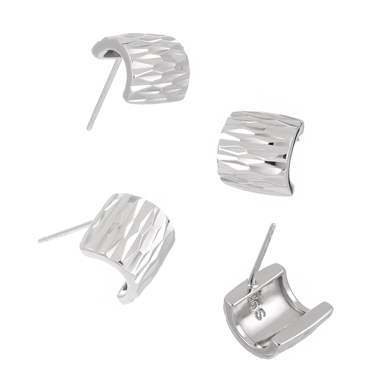 Amiee Fine Jewelry Minimalist Ear Cuff 925 Sterling Silver Earring Texture Ear Clip Without Piercing Earrings Women