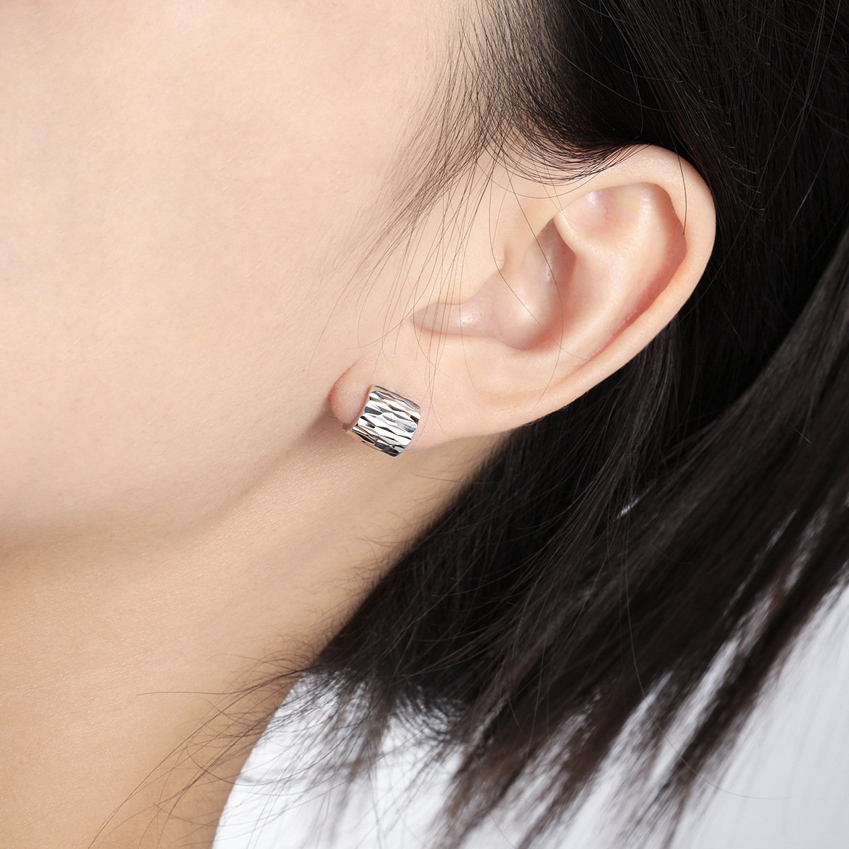 Amiee Fine Jewelry Minimalist Ear Cuff 925 Sterling Silver Earring Texture Ear Clip Without Piercing Earrings Women