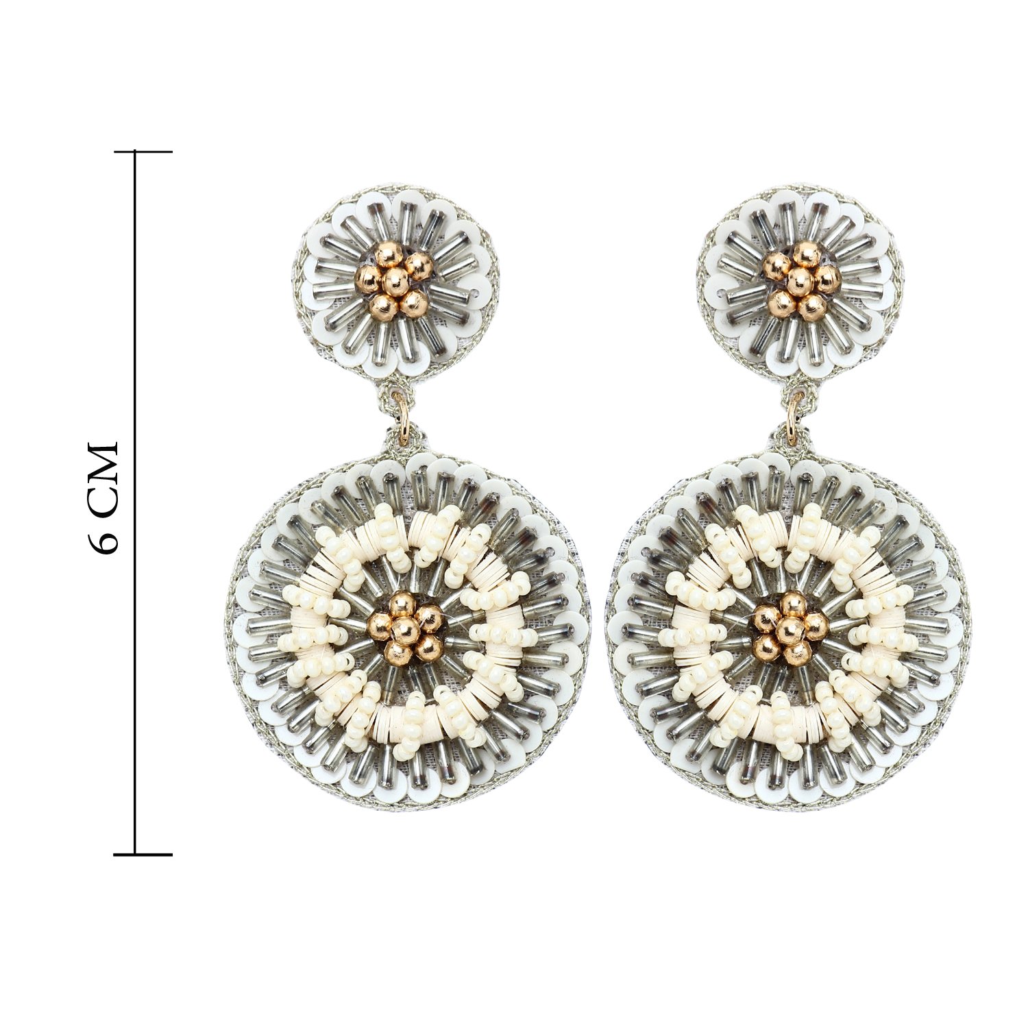 Trendy 2022 White&Silver Colour Seadbead Embroidery Earring For Girl & Women - Shj-7218