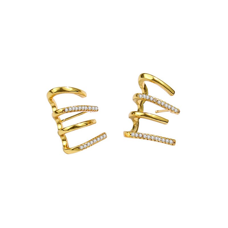 2024 Wholesale High Quality Earrings High Grade Feeling Sterling Silver Needle four claw Ear Cuff Earrings
