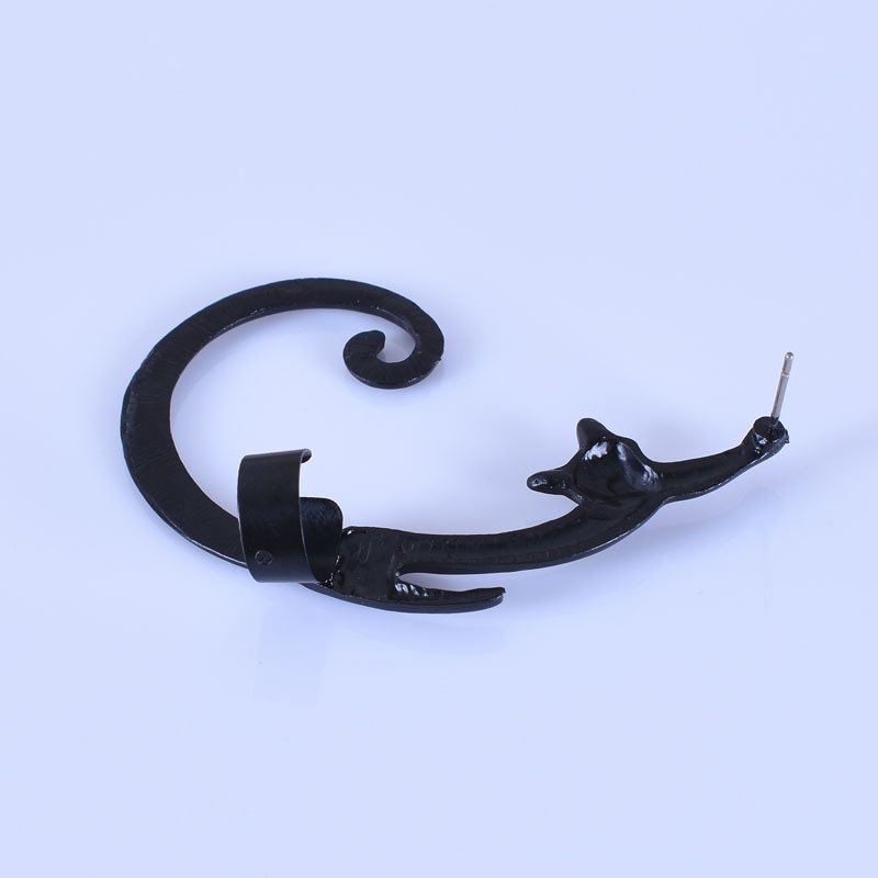 Factory Cheap Wholesale Punk Style Gold Silver Plated Post Earrings Animal Ear Cuff Earrings Cat Stud Earrings