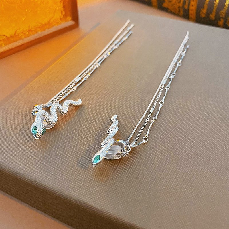 1 Piece No Piercing Earring Clips Fine Jewelry Tassel Snake Cuff Earring