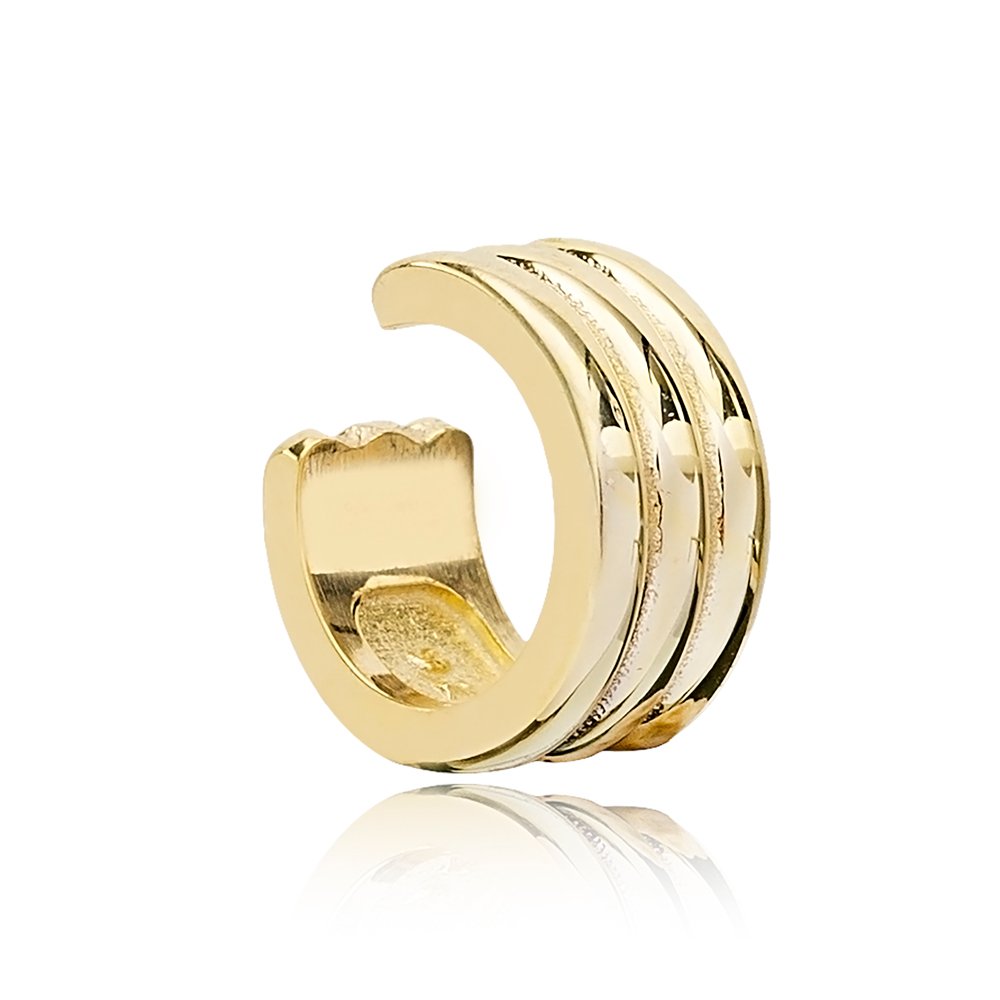 Plain Elegant Single Cuff Earring Handmade Turkish Handmade 925 Sterling Silver Jewelry