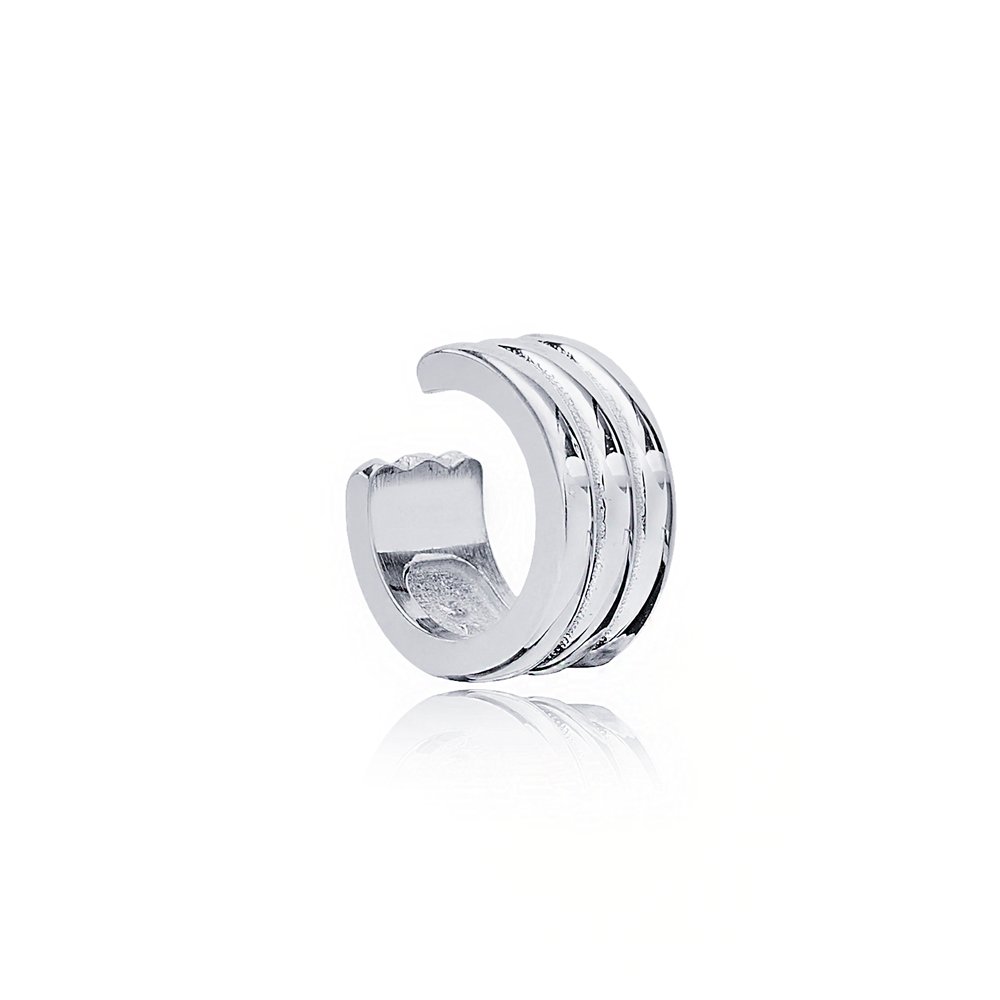 Plain Elegant Single Cuff Earring Handmade Turkish Handmade 925 Sterling Silver Jewelry