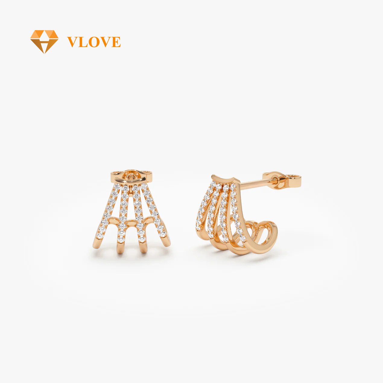 VLOVE Diamond Huggies Manufacturers High-End Earrings 14k Multi Huggie Diamond Earrings