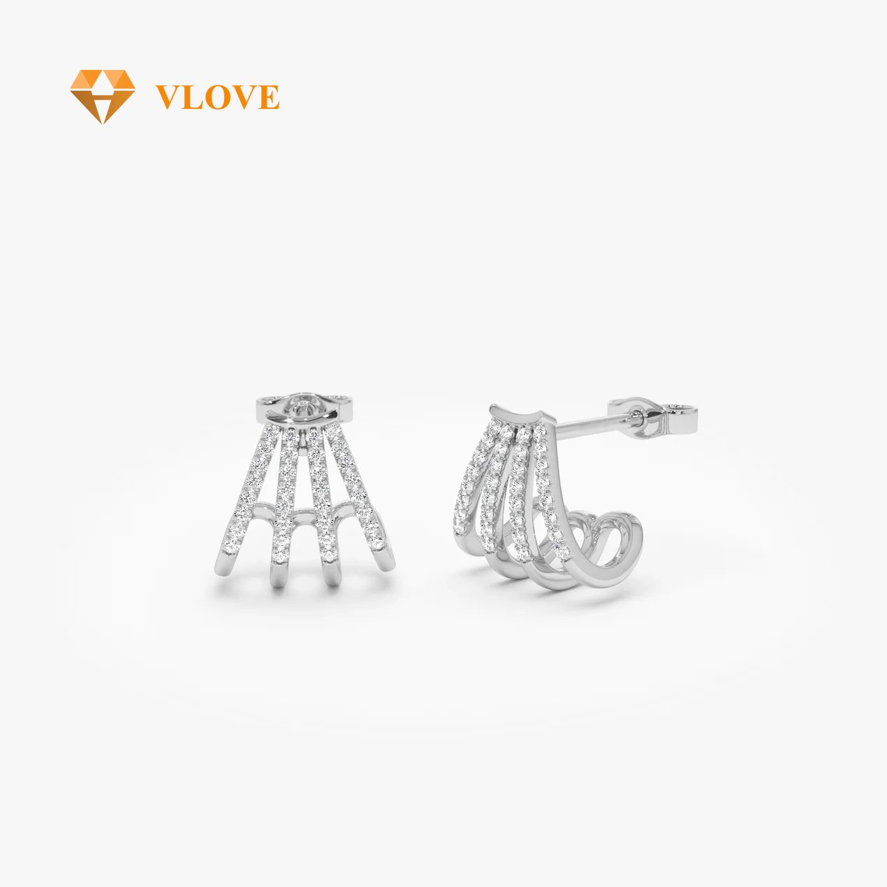 VLOVE Diamond Huggies Manufacturers High-End Earrings 14k Multi Huggie Diamond Earrings