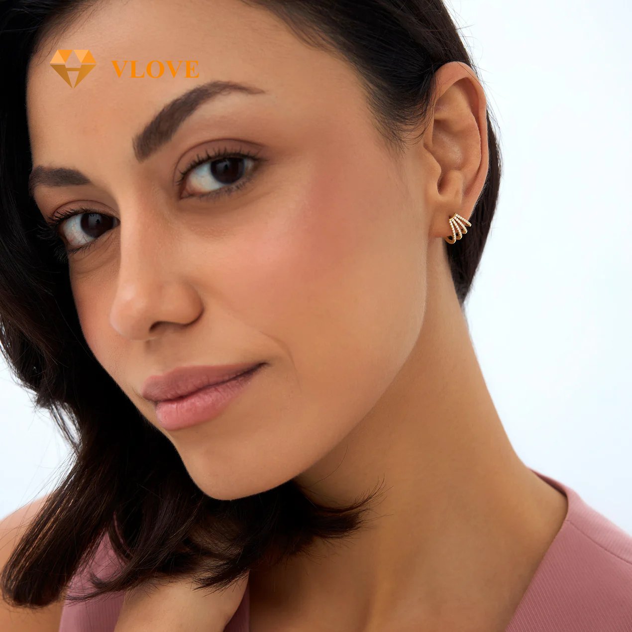 VLOVE Diamond Huggies Manufacturers High-End Earrings 14k Multi Huggie Diamond Earrings