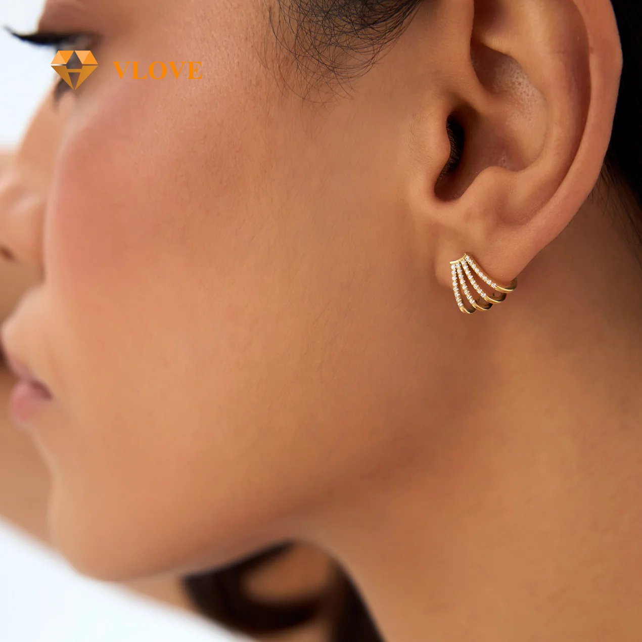 VLOVE Diamond Huggies Manufacturers High-End Earrings 14k Multi Huggie Diamond Earrings