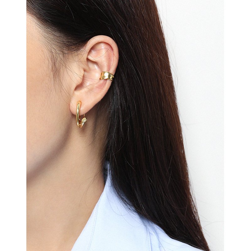 minority design silver earrings women 925 sterling silver irregular versatile ear cuff clip on earrings non piercing jewelry