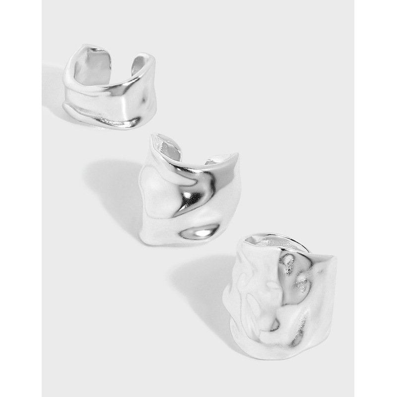 minority design silver earrings women 925 sterling silver irregular versatile ear cuff clip on earrings non piercing jewelry