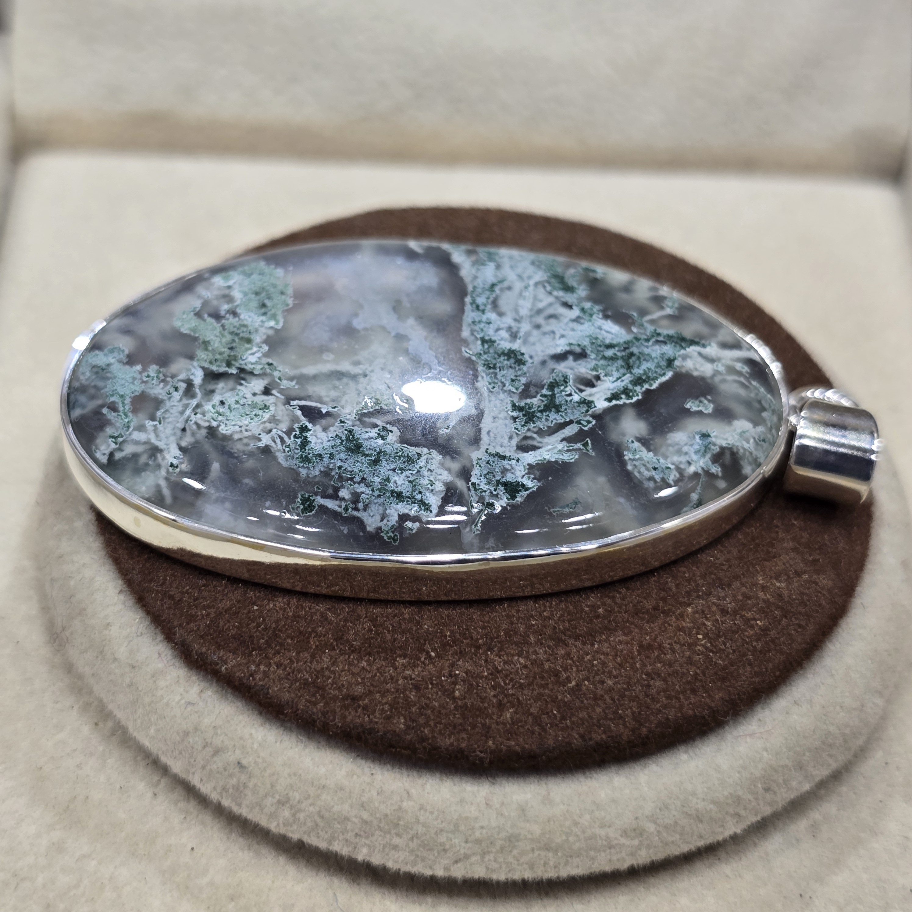 925 Silver Emerald Cut Fine Jewelry Pendants & Charms Handmade Designer Excellent Quality Moss Agate Gemstone