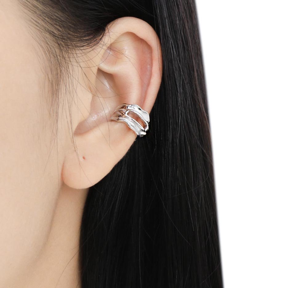 Vewant Fashion 925 Sterling Silver Unisex Irregular Ear Cuff Earrings Aretes Statement Hammered Statement Ear Cuff Earrings